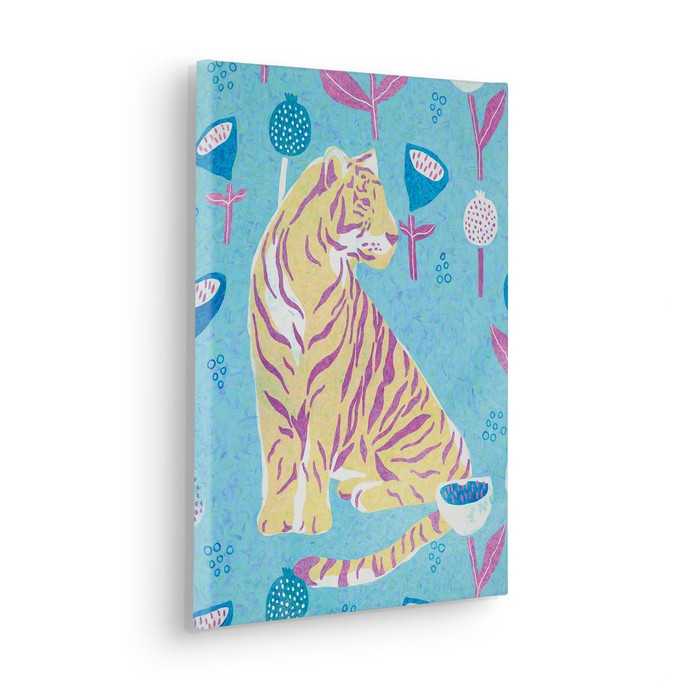 Vlies Bild auf Keilrahmen/ Echtholzrahmen Vegan Tiger