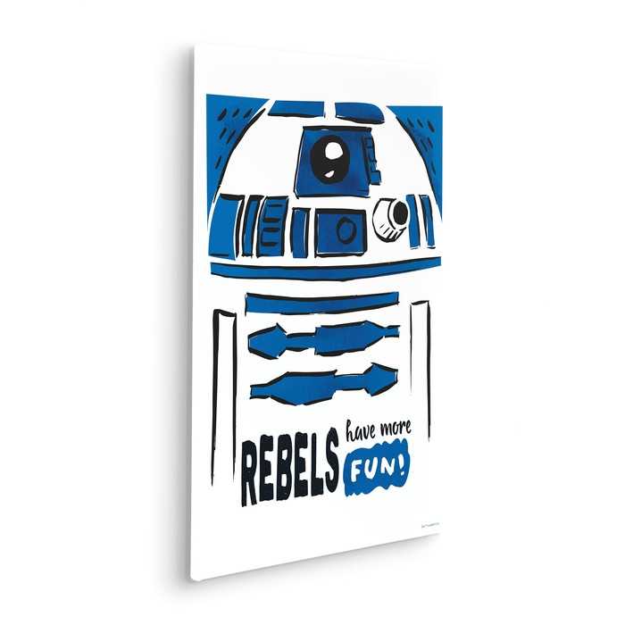 Vlies Bild auf Keilrahmen/ Echtholzrahmen Star Wars R2D2 More Fun