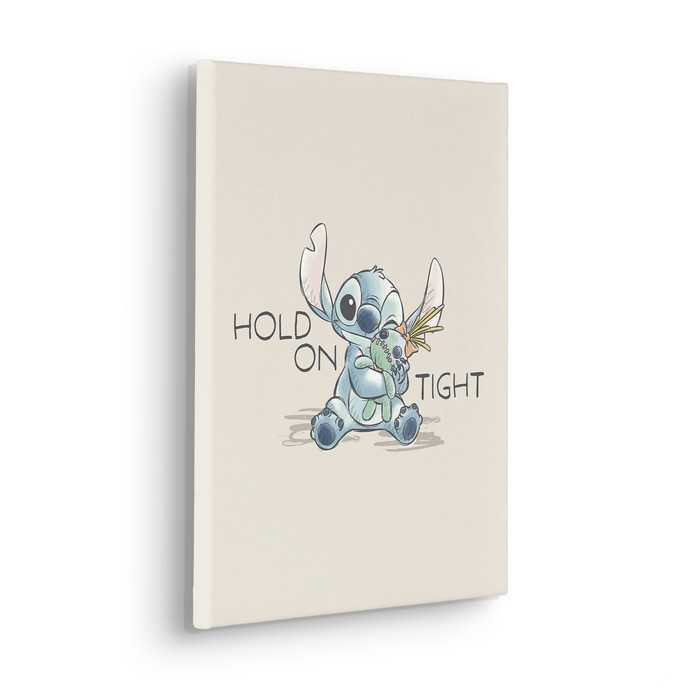 Vlies Bild auf Keilrahmen/ Echtholzrahmen Disney Lilo and Stitch Hold On Tight