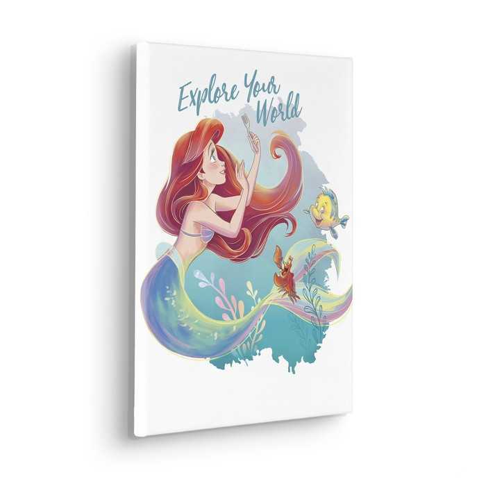 Vlies Bild auf Keilrahmen/ Echtholzrahmen Disney Ariel Explore your World