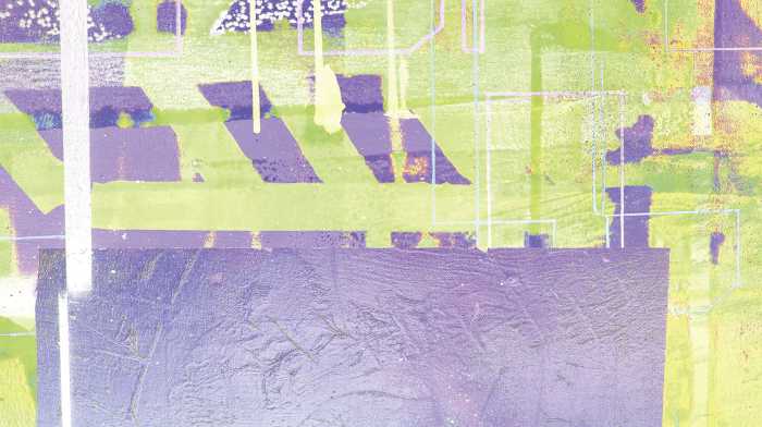 Photo murale intissé impression numérique Alleys Rainy yellow-violett