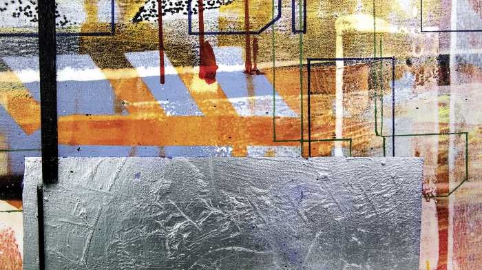 Photo murale intissé impression numérique Alleys Rainy bleu-orange