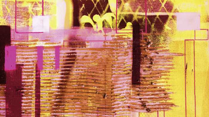 Photo murale intissé impression numérique Rhombus Hiding yellow-pink