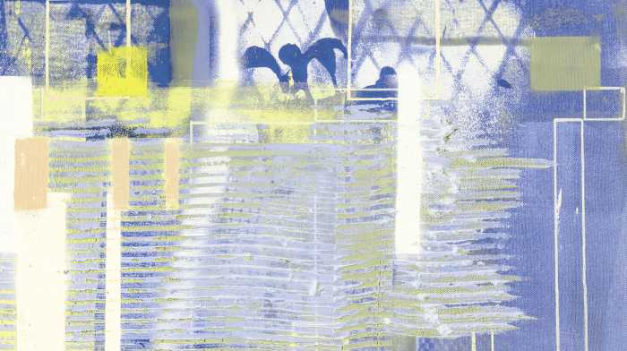 Photo murale intissé impression numérique Rhombus Hiding yellow-blue
