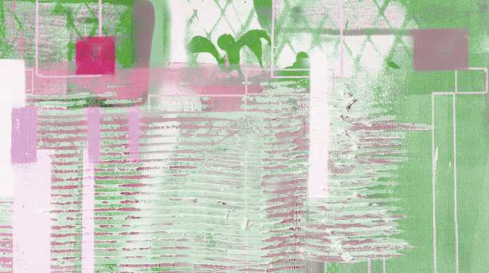 Photo murale intissé impression numérique Rhombus Hiding rose-green