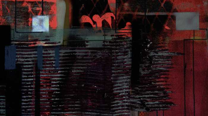 Photo murale intissé impression numérique Rhombus Hiding black-red