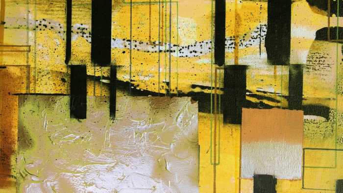 Intissé Premium Squares Dropping grey-yellow