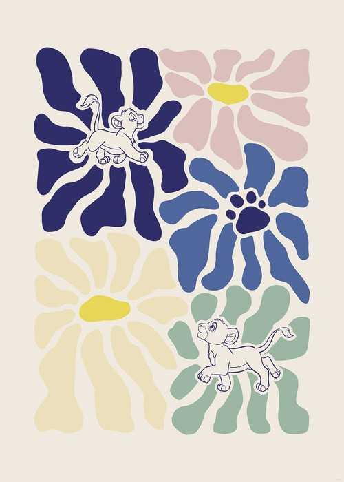 Poster d'art Disney The Lion King Between Flowers