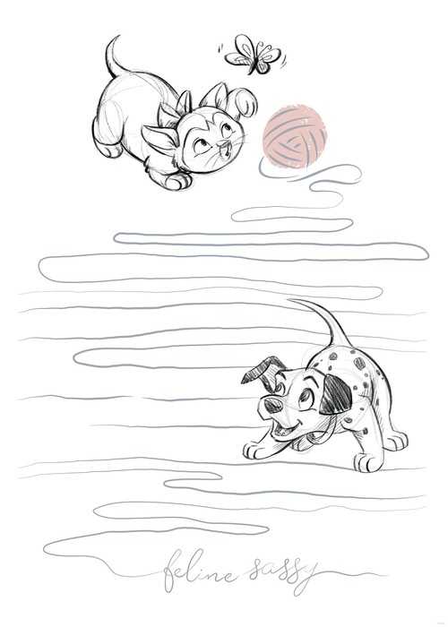 Poster d'art Disney Animals Dogs and Cats Playground