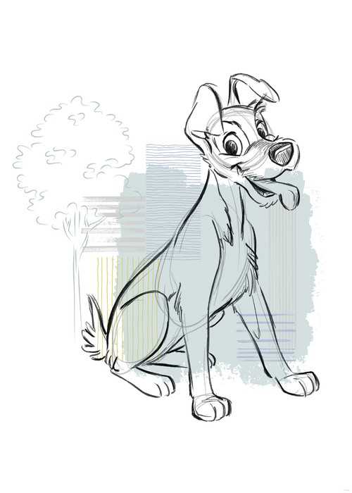 Poster d'art Disney Lady and the Tramp Hello Tramp