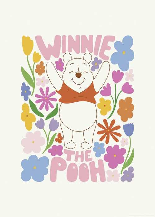 Poster d'art Disney Winnie the Pooh Happy Botanical