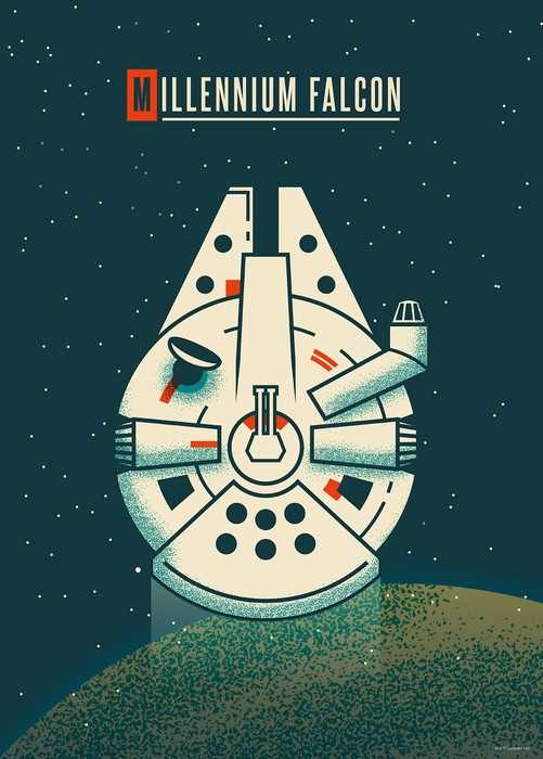Poster d'art Star Wars - Geeky Millennium Falcon