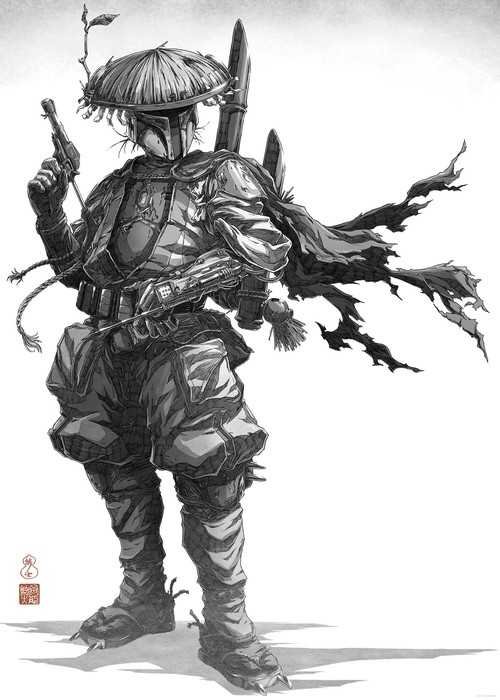 Poster d'art Star Wars Vision Samurai Bounty Hunter