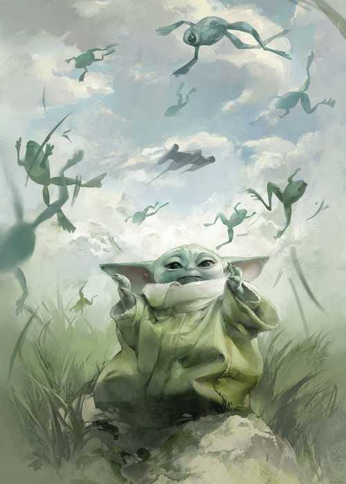 Poster d'art Star Wars The Mandalorian Grogu Frogs