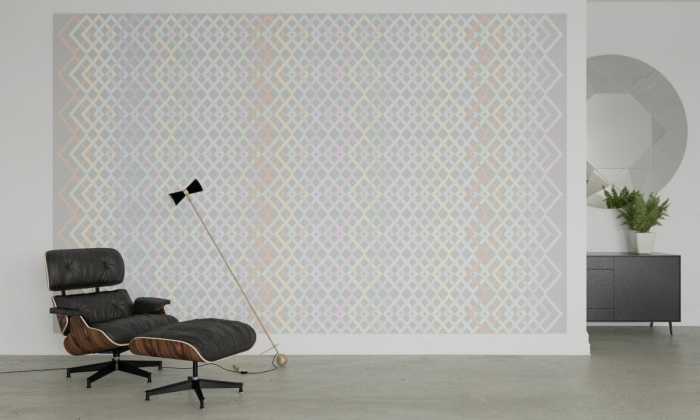 Photo murale intissé impression numérique Structure Rhombus lightgrey-pastell