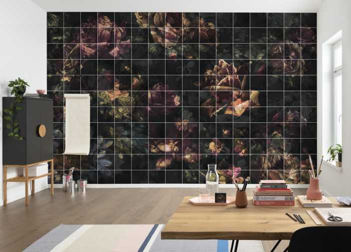 Photo murale intissé impression numérique Tiles Flowers