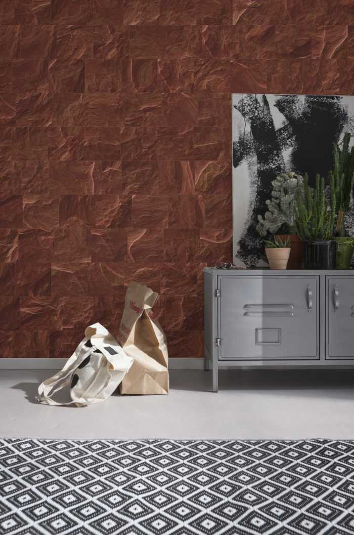 Photo murale intissé impression numérique Red Slate Tiles