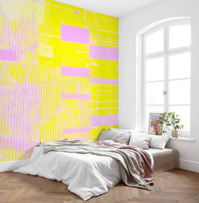 Photo murale intissé impression numérique Fringe Upswept yellow-rose