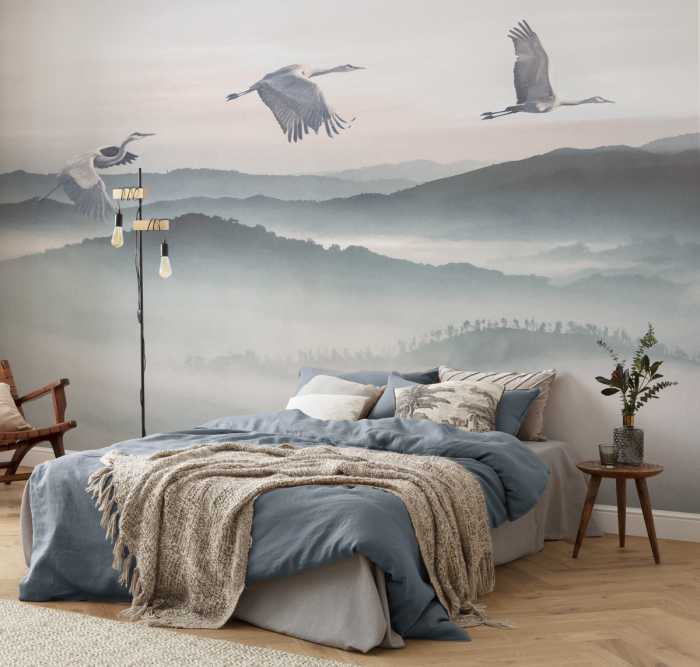 Photo murale intissé impression numérique Mystic Cranes