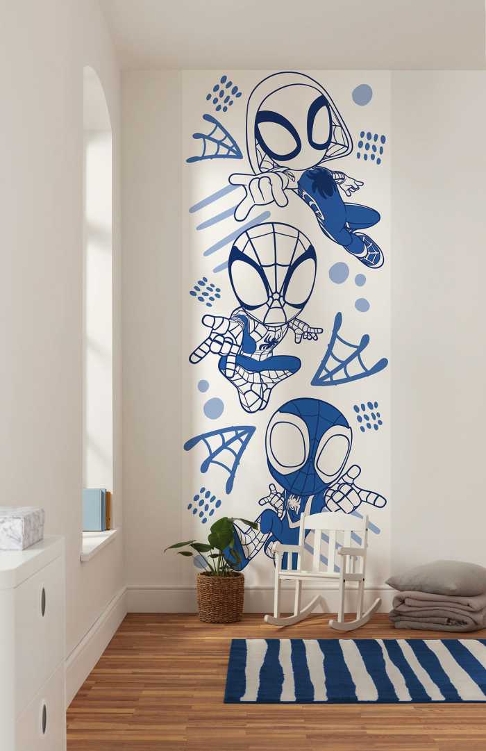 Photo murale intissé impression numérique Marvel Spidey and His Amazing Friends Blue Lines