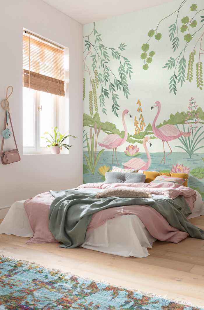 Photo murale intissé impression numérique Flamingo Vibes