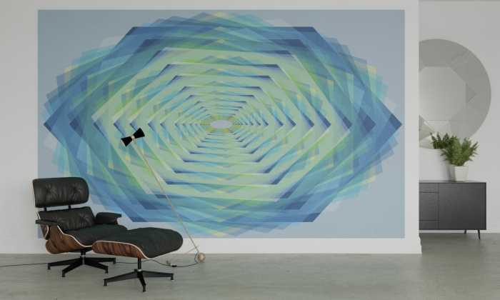Photo murale intissé impression numérique Crystal bleu-petrol