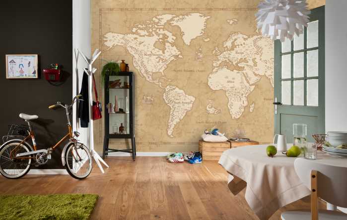 Photo murale intissé impression numérique Vintage World Map