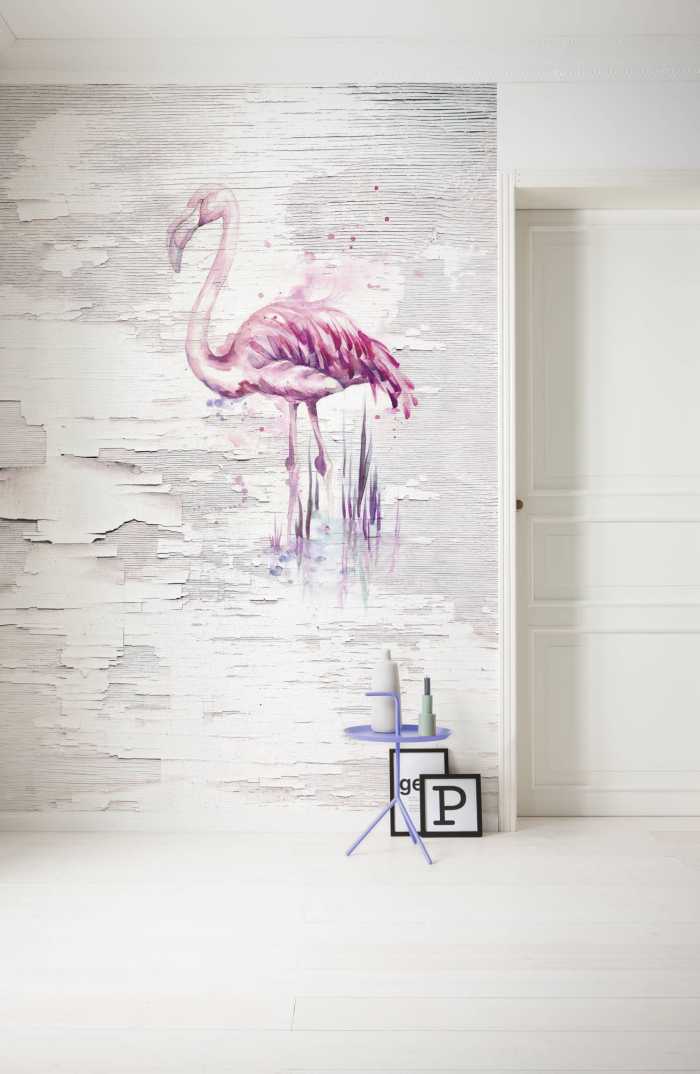 Photo murale intissé impression numérique Pink Flamingo