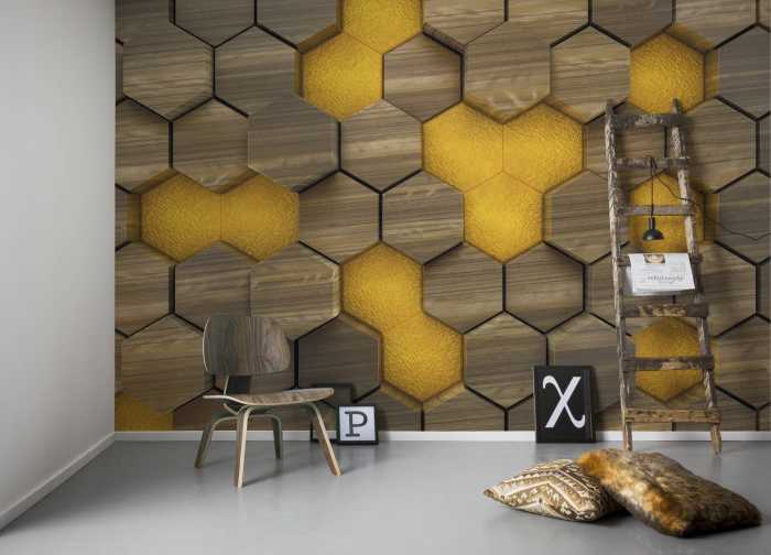 Photo murale intissé impression numérique Woodcomb Olive