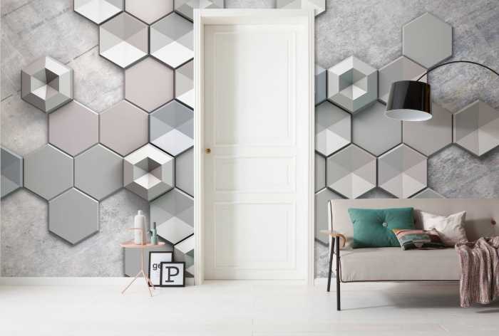 Photo murale intissé impression numérique Hexagon Concrete