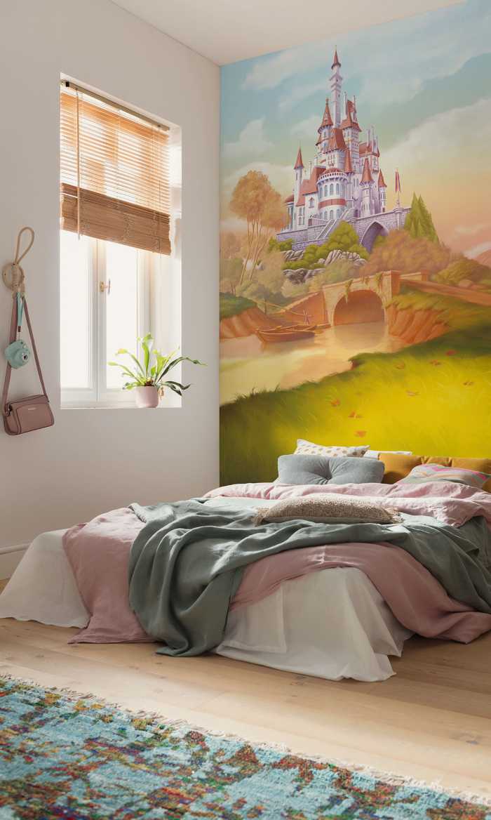Photo murale intissé impression numérique Disney Princess Belle Castle River
