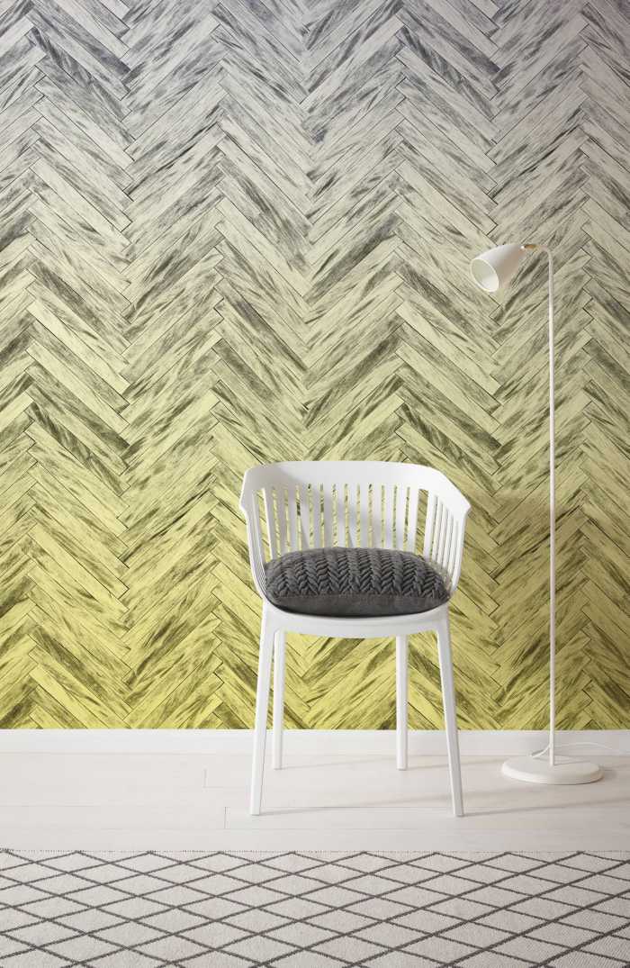 Photo murale intissé impression numérique Herringbone Yellow