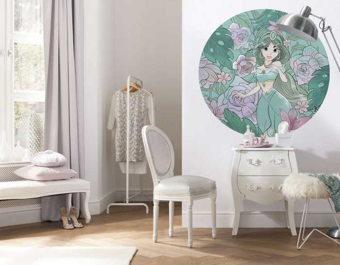 Photomural rond Jasmin Elegant Mint