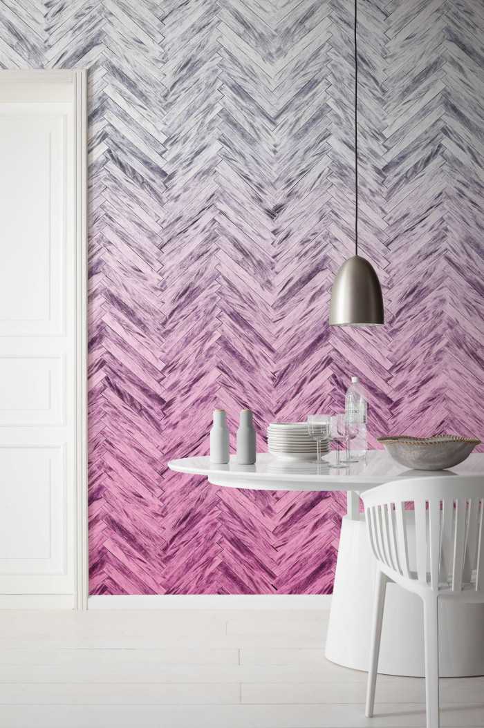 Photo murale intissé impression numérique Herringbone Pink