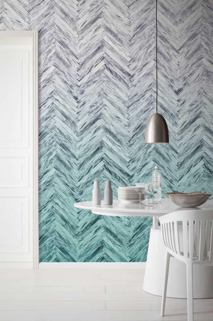 Photo murale intissé impression numérique Herringbone Mint