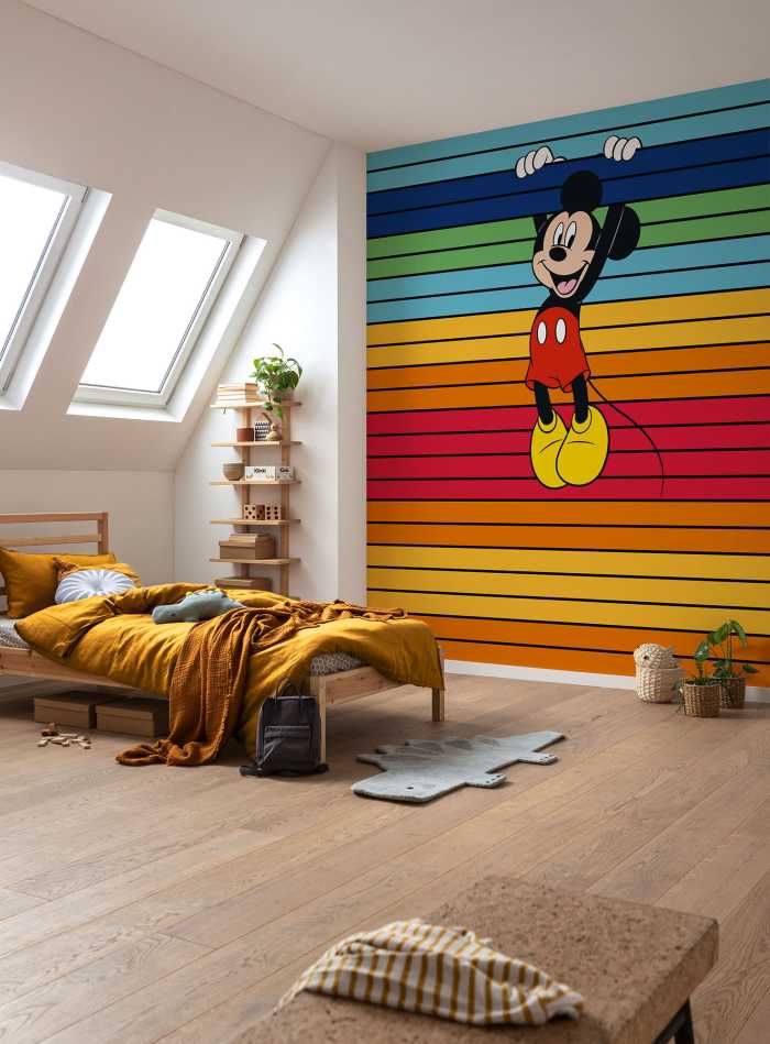 Photo murale intissé impression numérique Mickey Magic Rainbow