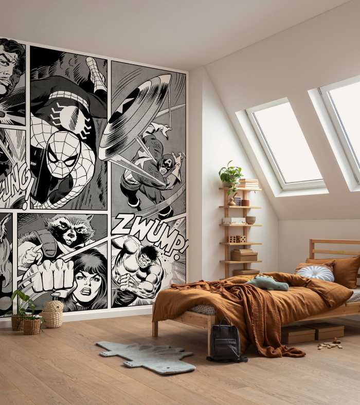 Papier peint Marvel Classic Comic Panel Monochrome