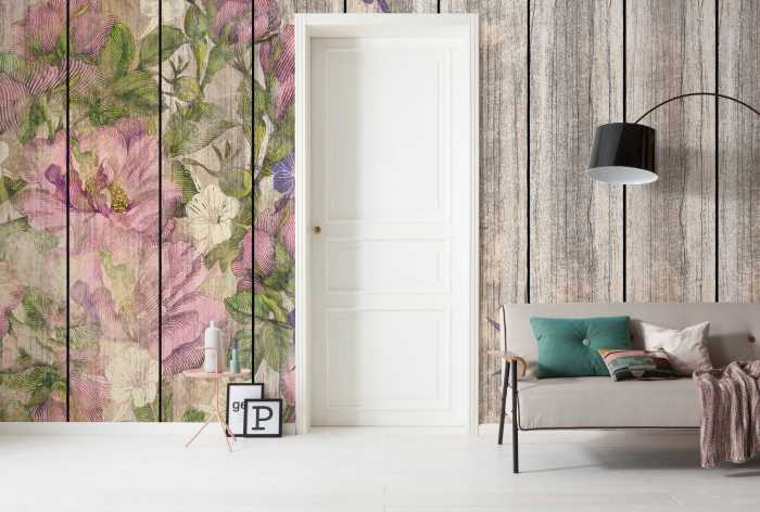 Photo murale intissé impression numérique Vintage Rose II