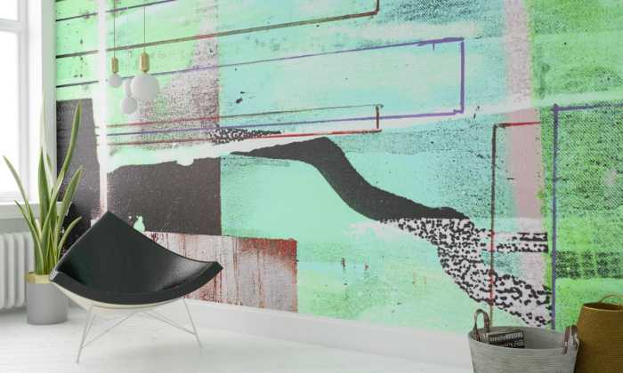 Photo murale intissé impression numérique Branche Dipping mint