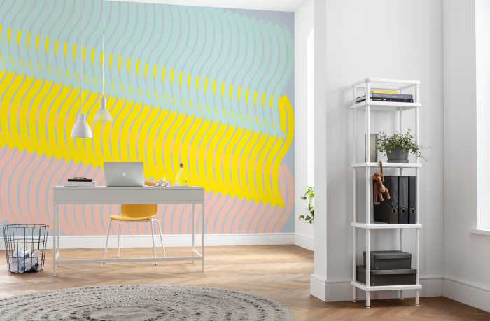 Photo murale intissé impression numérique Comb bleu-yellowapricot