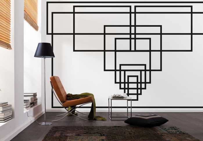Photo murale intissé impression numérique Mills Board Center white-black