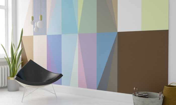 Photo murale intissé impression numérique Gem Stone Rhombus apricot-blue-mocca