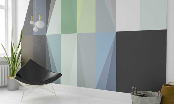 Photo murale intissé impression numérique Gem Stone Rhombus black-green-bleu