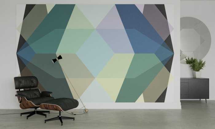 Photo murale intissé impression numérique Gem Stone Diamond green-bleu-umbra