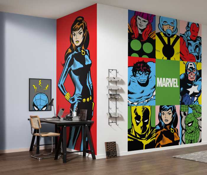 Photo murale intissé impression numérique Marvel PowerUp Team