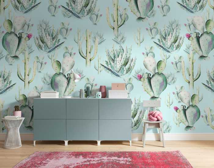 Photo murale intissé impression numérique Cactus Blue