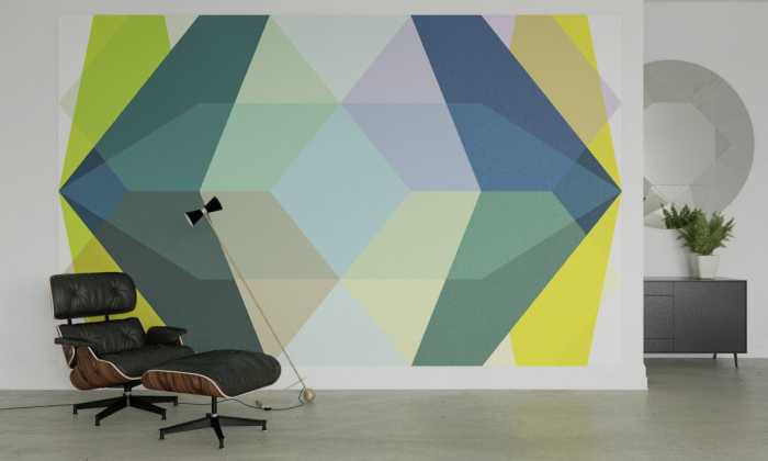 Photo murale intissé impression numérique Gem Stone Kite petrol-bleu-yellow