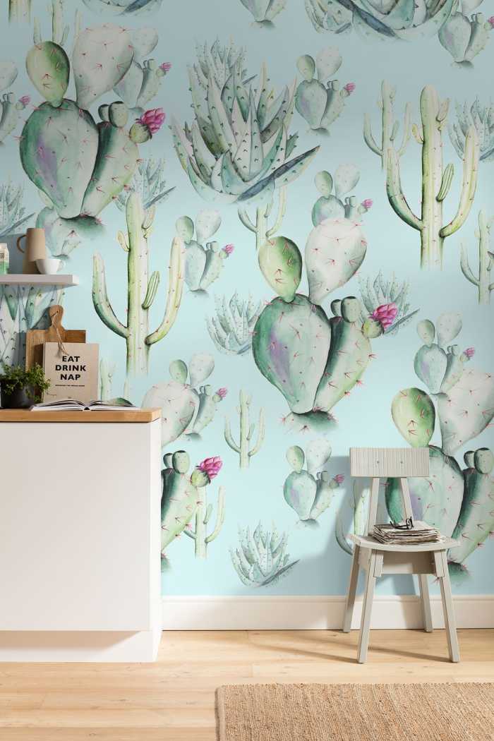 Photo murale intissé impression numérique Cactus Blue