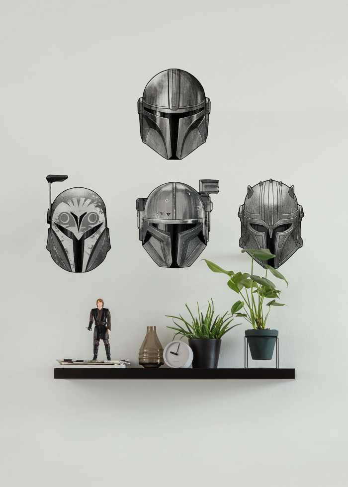 Sticker mural Star Wars The Mandalorian Helmets