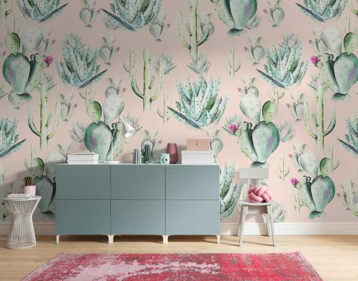 Photo murale intissé impression numérique Cactus Rose